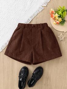 Young Girl Solid Color Fitted Casual Shorts Short Girl Pants Brown Shorts Girls Casual Shorts Summer Cotton Shorts