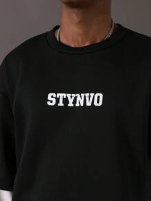 STYNVO Men's Casual Colorblock Letter Print Pullover Sweatshirt, Autumn
