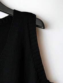 EMERY ROSE New Solid Color Knit Vest Top, Minimalist European And American Style, Versatile And Fashionable - Black - View 4