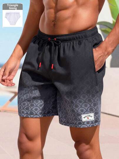 Manfinity Swimmode Herren Mode Lässig Strand-/Badeshorts, geeignet für den Sommer, Hawaii-Design