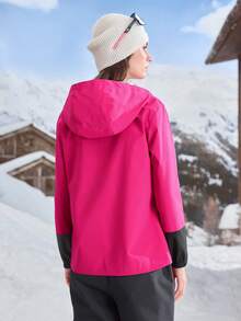 In My Nature Women's Casual Contrast Color Zipper Front Hooded Outdoor Jacket, Autumn Outdoor Clothes Women Hike Clothes Women - Hot Pink - View 7