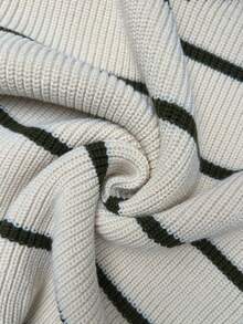 SHEIN Unity Áo len cổ tròn họa tiết sọc dệt kim dày - Nhiều màu - Xem 7