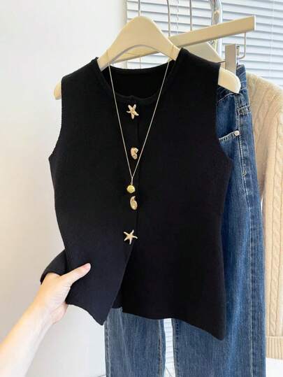 Resyla 女式常规款 V 领无袖开衫，秋季