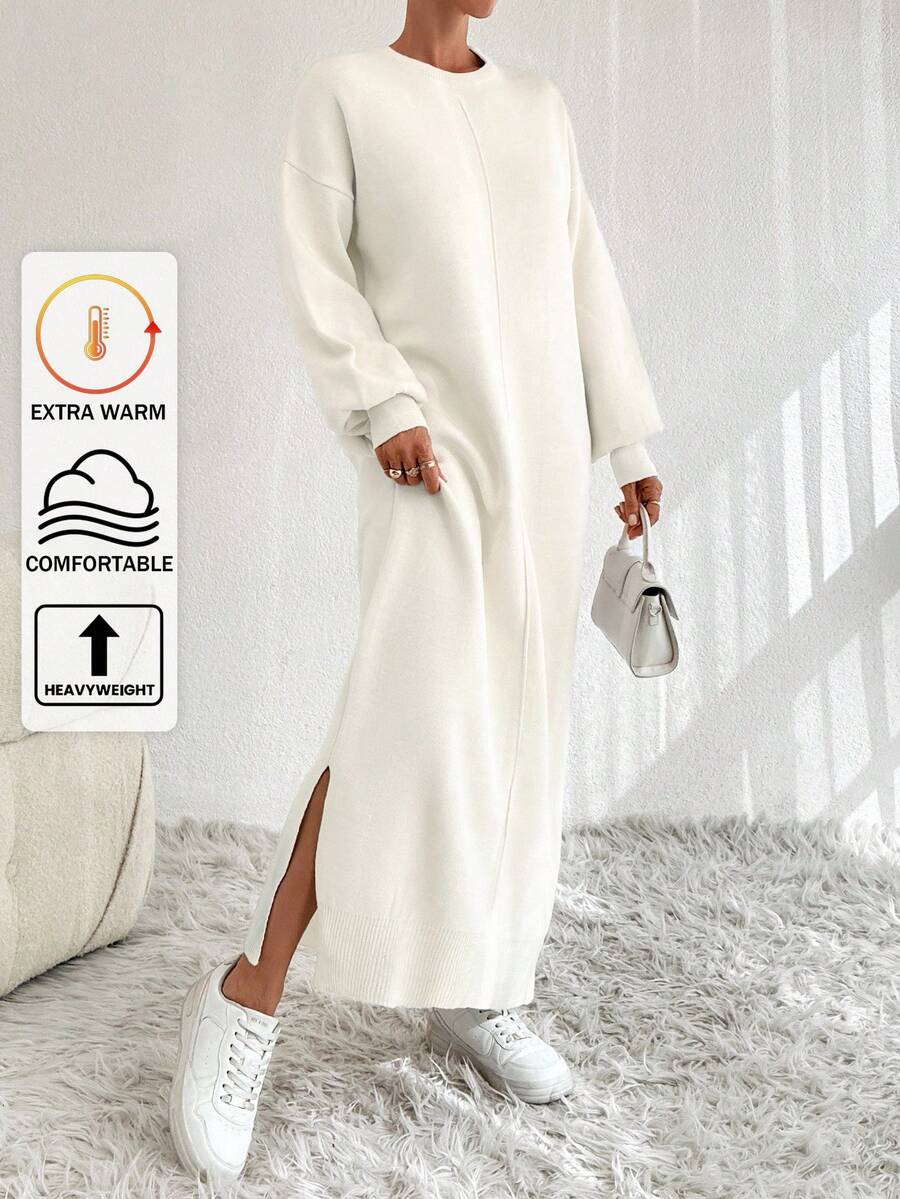 EURMUSE Drop Shoulder Sweater Dress