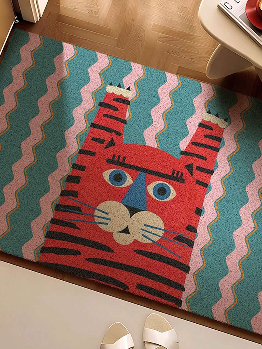 Joivida 1 件装多巴胺硅胶弹簧门垫，卡通图案，耐磨防污，家用入口垫，可刮除污垢和泥浆，可裁剪，圣诞节、情人节适用 - 彩色 - 查看 1