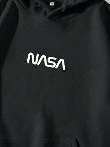 EURMUSE Áo hoodie dài tay thường ngày có mũ trùm đầu in chữ cho nam - màu đen - Xem 4