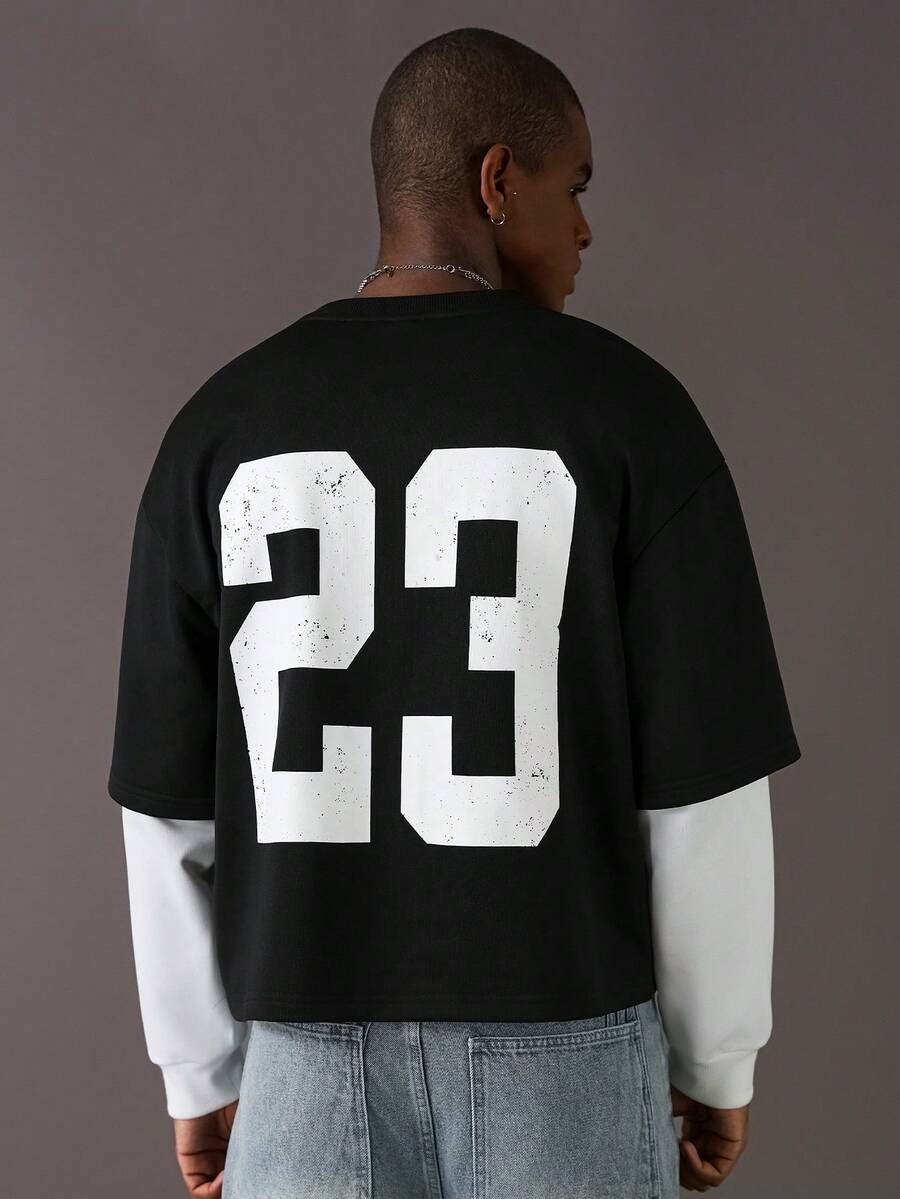 STYNVO Men's Casual Colorblock Letter Print Pullover Sweatshirt, Autumn