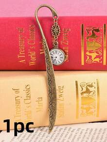 SHEIN 1/2pcs Vintage Metal Pocket Watch Shaped Bookmark - Multicolor - View 8