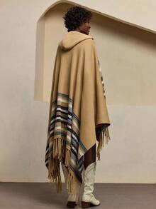 Bóhologie BOHOLOGIE 超大版型多色条纹拼色连帽流苏细节下摆斗篷 冬季、女士开衫、开衫、秋季、女士秋季服装、开衫、秋季服装 - 彩色 - 查看 2