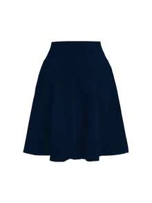 EMERY ROSE Chân váy chữ A trơn màu đa năng thường ngày dành cho nữ - Màu xanh hải quân - Xem 2