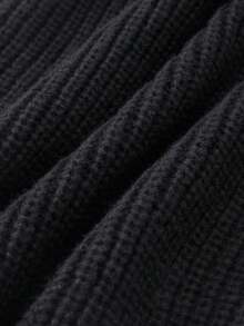 INAWLY Women Casual/ Work Slit Black Knitted Vest