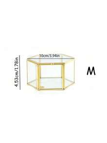 六角玻璃珠宝盒花屋首饰盒多肉钻戒花屋家居园艺植物花屋 - 無色 - 查看 9