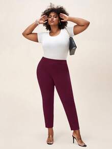 Comfylo Quần đi làm thường ngày cỡ lớn dành cho nữ - Màu Đỏ Sâu - Xem 4