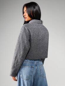 MISSGUIDED Heathered Cropped Utility Jacket With Zip Closure And Chest Pockets For Fall Winter