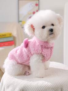 PETSIN 1 pieza Ropa universal para mascotas de gato y perro, abrigo grueso y lindo con orejas tridimensionales de cerdo rosa pequeño para otoño e invierno - Rosa - Ver 5