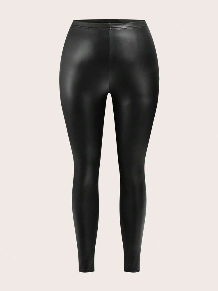 Slaydiva 3pcs/Set Plus Size Casual Leggings In Black, Brown, Dark Grey, Suitable For Autumn, Winter, Spring - Black - View 5