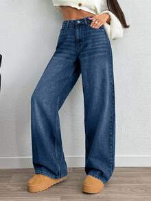 EURMUSE HIGH RISE WIDELEG Y2K STYLE LOOSE FIT WOMEN JEAN - Dark Wash - View 6