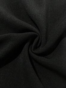 Franclia 休闲黑色纽扣领口袋长款半袖衬衫裙，优雅长款女装 - 黑色 - 查看 8