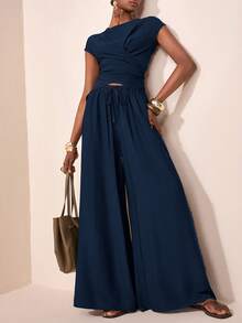 Zivah 2025春夏新款休闲度假日常出游百搭穿搭优雅邮轮旅行海边沙滩度假日光浴网红款小圆领叠穿 - 藏蓝色 - 查看 6