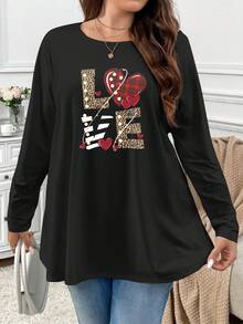 Firerie Áo thun cổ tròn in hình trái tim đơn giản, tối giản, cỡ lớn, thích hợp cho Lễ Tạ ơn, Ngày lễ tình nhân, Tiệc tùng, Mùa thu/đông - Nhiều màu - Xem 1