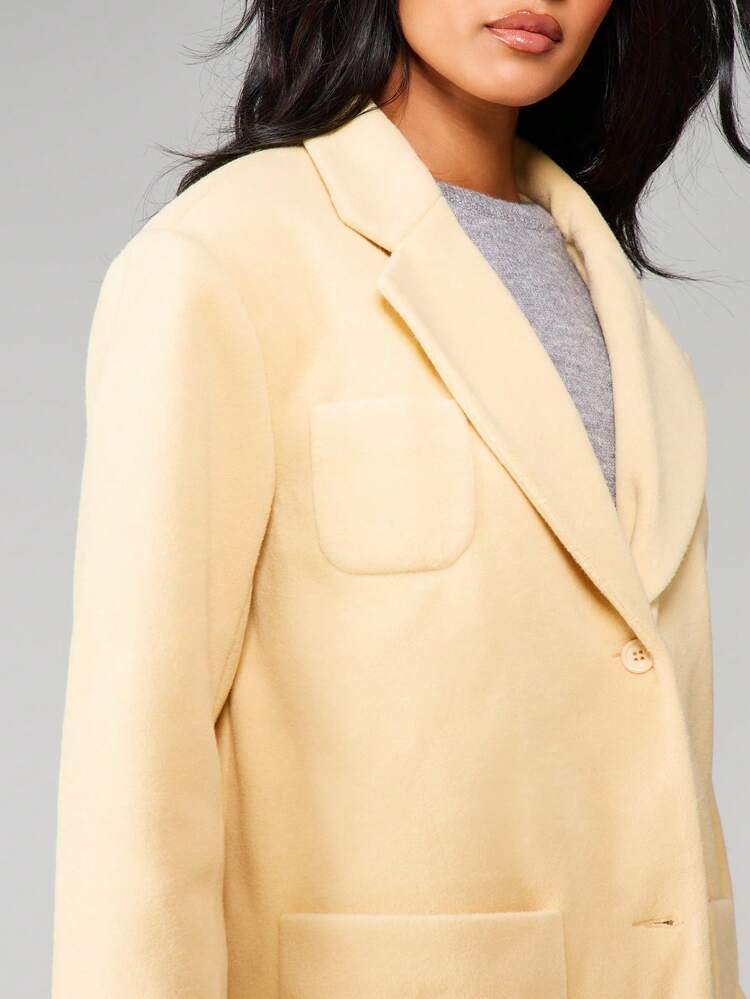 MISSGUIDED Damska luźna, oversize'owa, jednorzędowa marynarka wełniana z kieszeniami, idealna do noszenia na co dzień, do biura, do pracy, na fotografię uliczną