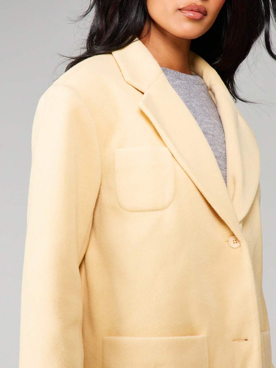 MISSGUIDED Blazer ample et décontracté pour femmes, en laine, à simple boutonnage, avec poches. Convient pour le port quotidien, le bureau, les déplacements, la photographie de rue