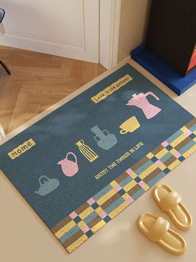 1 قطعة من حصيرة الباب المجعدة على طراز الدوبامين، سهلة التنظيف، مناسبة للمدخل/عتبة الباب، مقاومة للخدش والتآكل وغير انزلاقية، مناسبة لأعياد الميلاد وعيد الحب