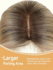 Topper per capelli lisci da 14 pollici, con base di 5,5"x5,5", in capelli umani, per donne con capelli diradati, accessori per capelli per donne - S2/24 - Visualizzare 6