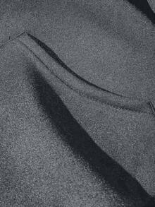 EURMUSE 100%Cotton Men Slogan Graphic Kangaroo Pocket Drawstring Hoodie - Grey - View 4