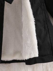 SHEIN Abrigo de trinchera para niñas bebé con cuello de piel sintética y decoración de lazo, para otoño/invierno