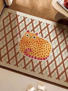 Joivida 1 件装多巴胺硅胶弹簧门垫，卡通图案，耐磨防污，家用入口垫，可刮除污垢和泥浆，可裁剪，圣诞节、情人节适用 - 彩色 - 查看 2