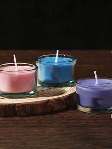 2pcs Glass Cup Aromatherapy Candle - A Romantic, Smokeless Scented Small Candle Gift For Valentine's Day Confessions Or Proposals,Christmas, Valentine's Day - Multicolor - View 1