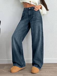 EURMUSE HIGH RISE WIDELEG Y2K STYLE LOOSE FIT WOMEN JEAN - Dusty Blue - View 6