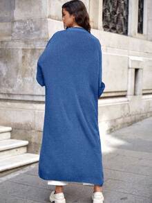 EURMUSE Women's Casual Solid Color Long Cardigan, Versatile,Petite Cardigans,Cardigans - Dusty Blue - View 2