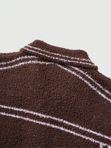 ROMWE MEN Prep Men's Contrast Color Sleeveless Front Button Knit Vest - Brown - View 6
