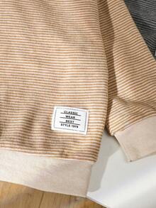 SHEIN Vintaside Kids 男婴休闲条纹圆领上衣，秋季