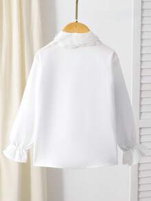 Sparklyn Camicia elegante da principessa per ragazze con colletto arricciato ricamato, maniche lunghe, abbottonatura frontale, adatta per scuola, vacanza, viaggio, festa di compleanno, primavera/autunno - Bianco - Visualizzare 2