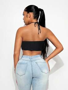 VaVaBold 女士纯色镂空露背性感背心