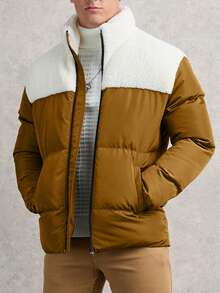 RueChic Men Fleece Lined Regular Padded Coat - Orange - View 8