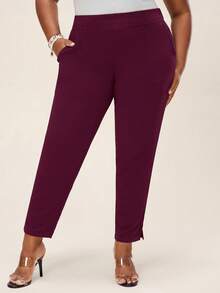 Comfylo Quần đi làm thường ngày cỡ lớn dành cho nữ - Màu Đỏ Sâu - Xem 1
