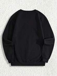 EURMUSE Herren Sweatshirt aus Baumwolle mit Buchstaben Aufdruck, Rundhalsausschnitt, Regular Fit