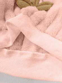 SHEIN 女婴休闲毛绒圆领长袖运动衫套装 - 粉色 - 查看 8