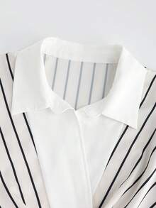 GlowEve Áo sơ mi sọc dài tay màu mơ thanh lịch, kiểu Pháp, thời trang đi làm hàng ngày, cổ điển, đa năng, ngày lễ, công sở, thu/đông - Nhiều màu - Xem 4