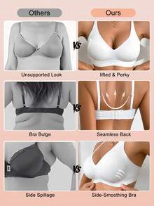 1pc NudeFit Women's Seamless Jelly Gel Supportive Non-Removable Padded Wireless Deep V-Neck Bra - White - View 7