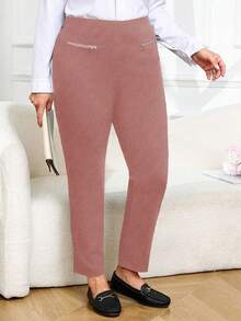 Celana Panjang Wanita Ukuran Besar Model Slim Fit Kasual - Purple - View 3