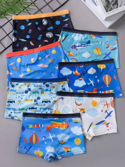 Set de 7 calzoncillos tipo bóxer cómodos y con diseños de dibujos animados lindos para niños preadolescentes