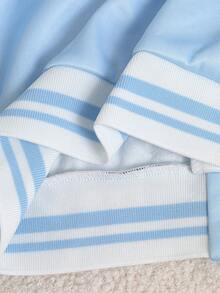 Sparklyn Tween Girls' Casual Fashion Bowknot Cartoon Print Contrast Color Baseball Jacket, Spring/Autumn