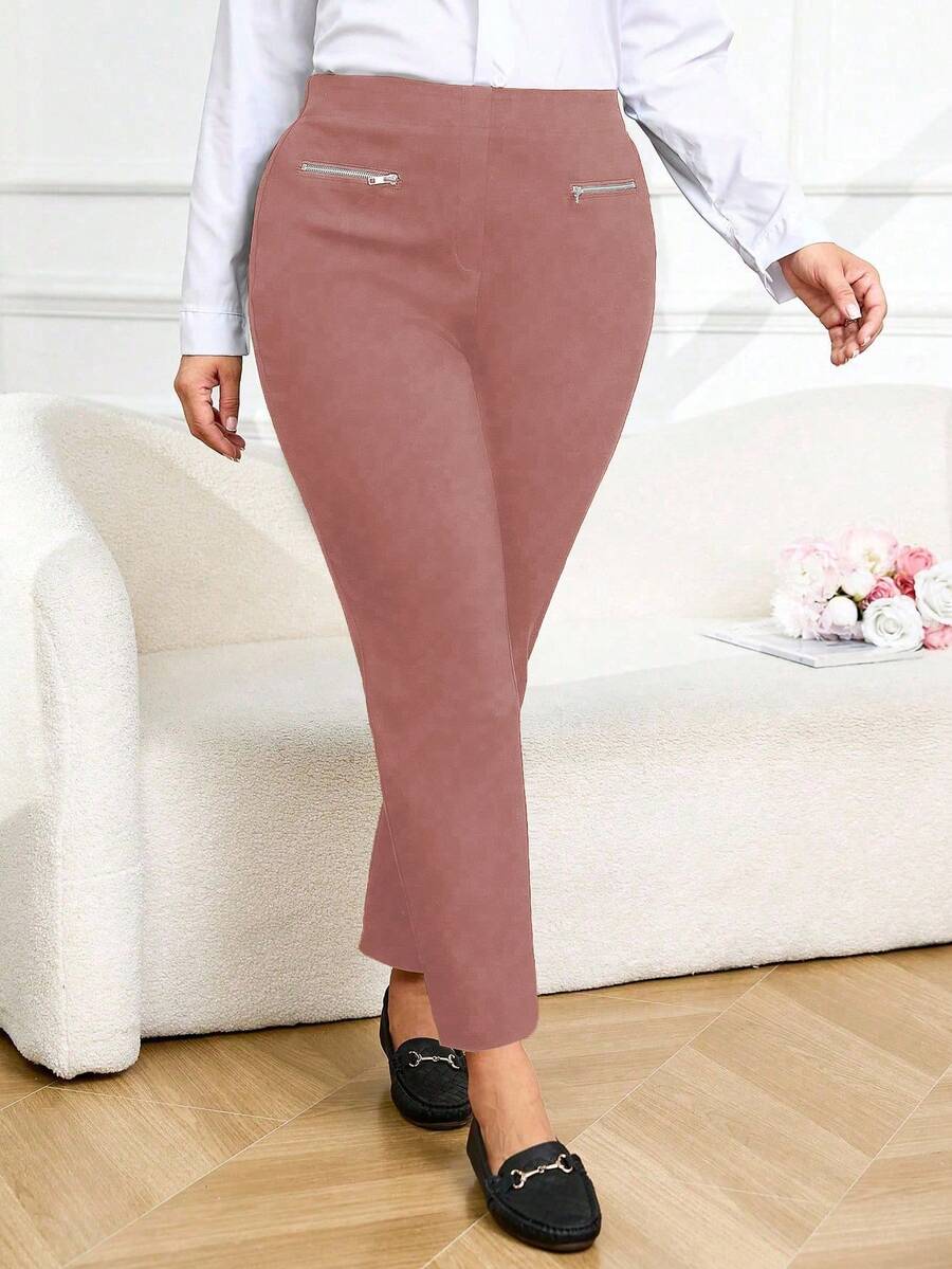 Celana Panjang Wanita Ukuran Besar Model Slim Fit Kasual - Purple - View 1