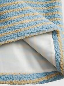 ROMWE MEN Street Life Men's Striped Fluffy Hooded Loose Jacket, Winter - Multicolor - View 5