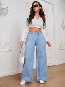 EMERY ROSE Plus Size Women Casual Elastic Waist Baggy Jeans